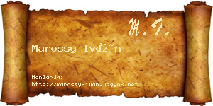 Marossy Iván névjegykártya